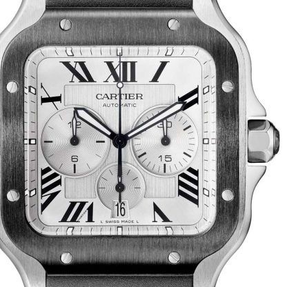Orologio cronografo Cartier Santos De Cartier Modello Extra-Large Movimento automatico Acciaio ADLC Bracciali in gomma e pelle intercambiabili WSSA0017 - immagine 5