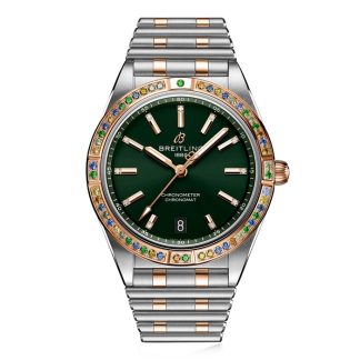 Orologio da donna Breitling Chronomat Automatic 36 South Sea Green in acciaio inossidabile e bracciale in oro rosa 18ct U10380611L1U1