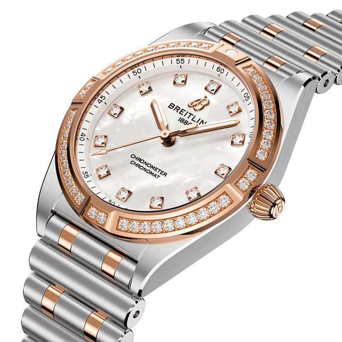 Orologio da donna Breitling Chronomat in acciaio inossidabile e oro rosso 18k 28mm Madreperla U72310531A1U1 - immagine 2