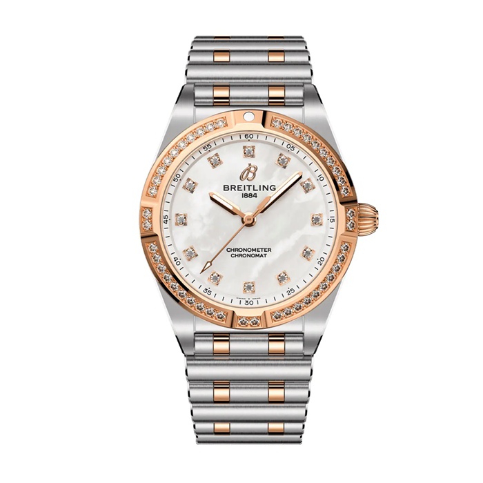 Orologio da donna Breitling Chronomat in acciaio inossidabile e oro rosso 18k 28mm Madreperla U72310531A1U1