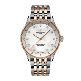 Orologio da donna Breitling Navitimer 32 mm Madreperla bianca in acciaio inossidabile e oro rosso 18 carati U77320E61A1U1
