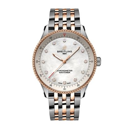 Orologio da donna Breitling Navitimer 32 mm Madreperla bianca in acciaio inossidabile e oro rosso 18 carati U77320E61A1U1