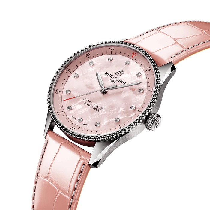 Orologio da donna Breitling Navitimer 32 mm Madreperla rosa Alligatore A77320D91K1P1 - immagine 3