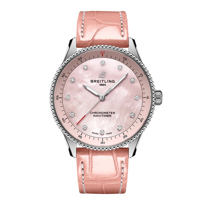 Orologio da donna Breitling Navitimer 32 mm Madreperla rosa Alligatore A77320D91K1P1