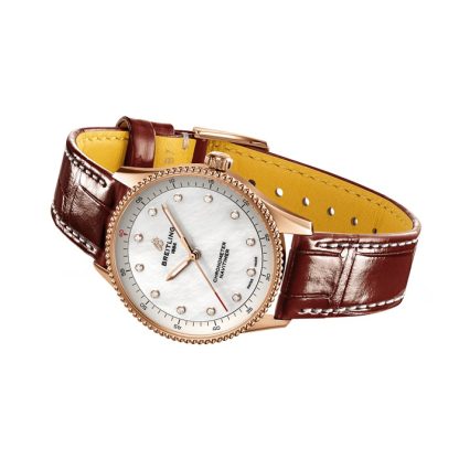Orologio da donna Breitling Navitimer 32mm Bianco Madreperla Alligatore 18k Oro Rosso R77320E61A1P1 - immagine 4