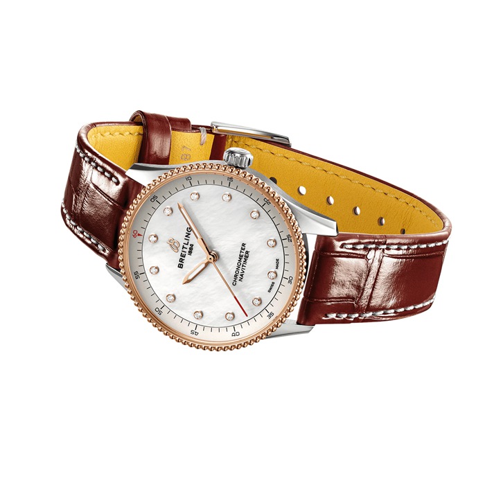Orologio da donna Breitling Navitimer 32mm Bianco Madreperla Alligatore U77320E61A1P1 - immagine 4