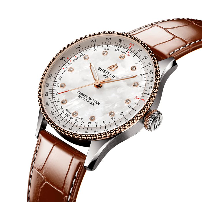Orologio da donna Breitling Navitimer 36 mm Madreperla bianca Alligatore U17327211A1P1 - immagine 3