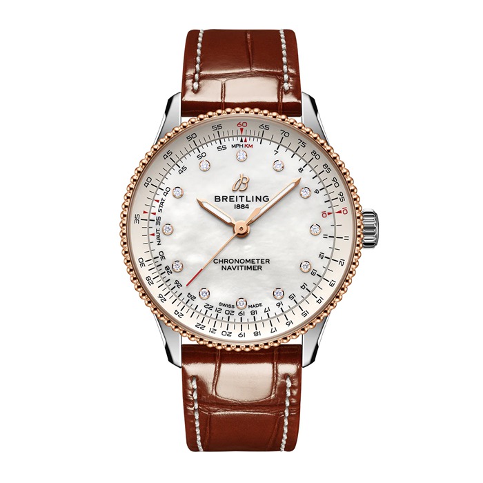 Orologio da donna Breitling Navitimer 36 mm Madreperla bianca Alligatore U17327211A1P1