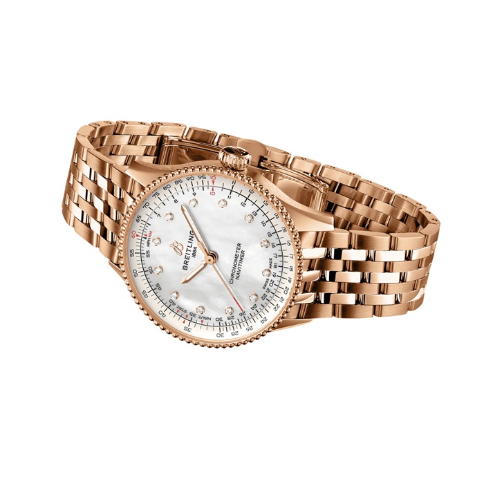 Orologio da donna Breitling Navitimer 36 mm Madreperla bianca Oro rosso 18 carati R17327211A1R1 - immagine 4