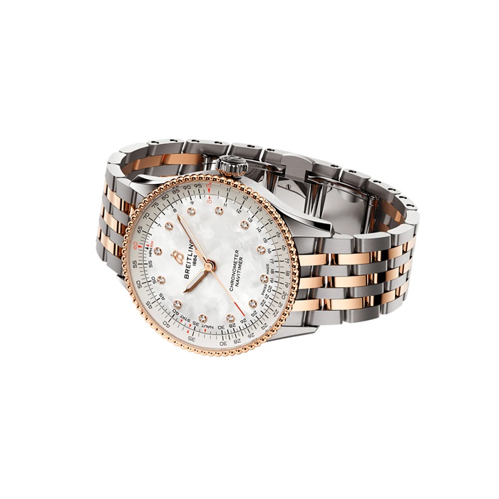 Orologio da donna Breitling Navitimer 36mm Bianco Madreperla in acciaio inossidabile e oro rosso 18k U17327211A1U1 - immagine 4