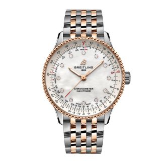 Orologio da donna Breitling Navitimer 36mm Bianco Madreperla in acciaio inossidabile e oro rosso 18k U17327211A1U1