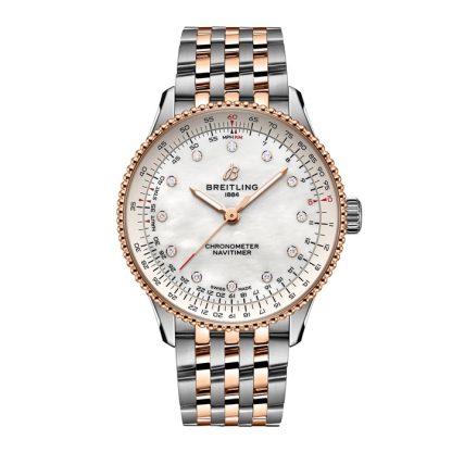 Orologio da donna Breitling Navitimer 36mm Bianco Madreperla in acciaio inossidabile e oro rosso 18k U17327211A1U1