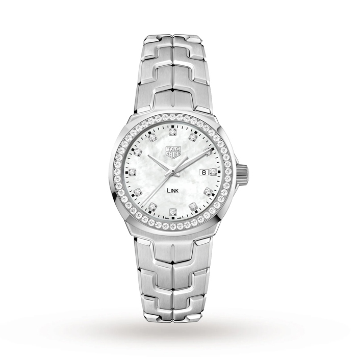 Orologio da donna TAG Heuer Link 32 mm con lunetta di diamanti WBC1316.BA0600