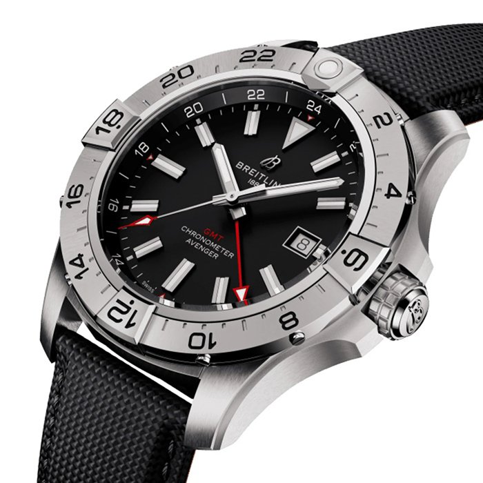 Orologio da uomo Breitling Avenger Automatic GMT 44mm Pelle nera A320101B1X1 - immagine 3