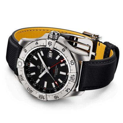 Orologio da uomo Breitling Avenger Automatic GMT 44mm Pelle nera A320101B1X1 - immagine 4