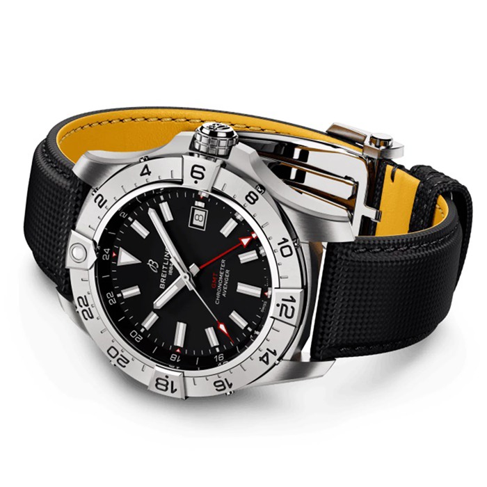 Orologio da uomo Breitling Avenger Automatic GMT 44mm Pelle nera A320101B1X1 - immagine 4