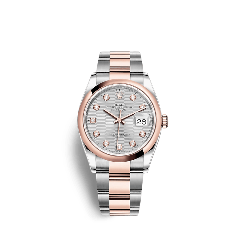 Replica Rolex Datejust 126201 36mm Argento motivo scanalato Oyster