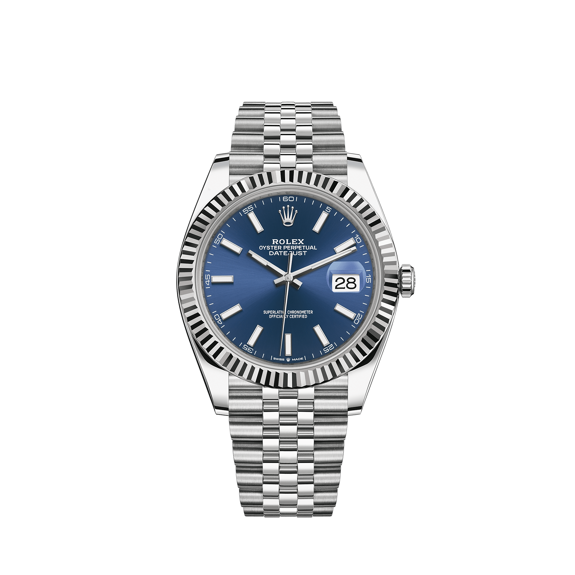 Replica Rolex Datejust 41 Oro Bianco/Acciaio Quadrante Blu Lunetta Scanalata 126334 Jubilee - immagine 2