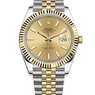 Replica Rolex Datejust 41 Oro Giallo/Acciaio Quadrante Champagne Lunetta Scanalata 126333 Jubilee