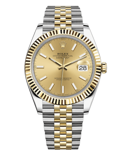 Replica Rolex Datejust 41 Oro Giallo/Acciaio Quadrante Champagne Lunetta Scanalata 126333 Jubilee
