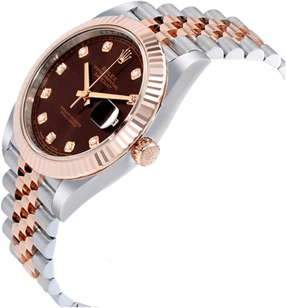 Replica Rolex Datejust 41 oro rosa/acciaio quadrante cioccolato lunetta scanalata Jubilee 126331 - immagine 2
