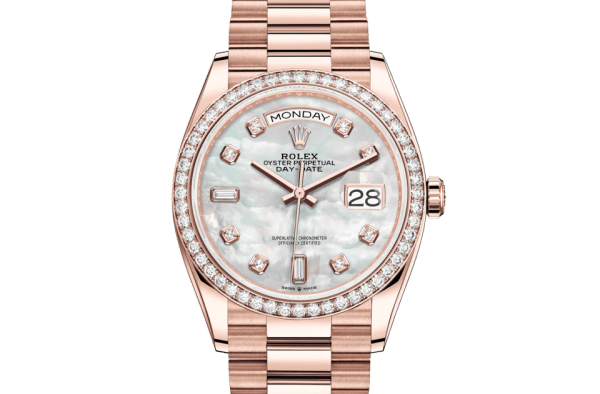 Replica Rolex Day-Date 36 Oyster 36 mm Oro rosa e diamanti 128345RBR