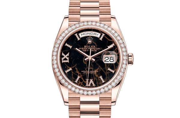 Replica Rolex Day-Date 36 Oyster 36 mm Oro rosa e diamanti 128345RBR