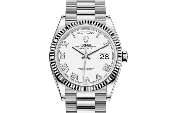 Replica Rolex Day-Date 36 Oyster 36 mm oro bianco 128239