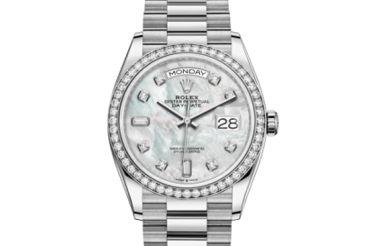 Replica Rolex Day-Date 36 Oyster 36 mm oro bianco e diamanti 128349RBR