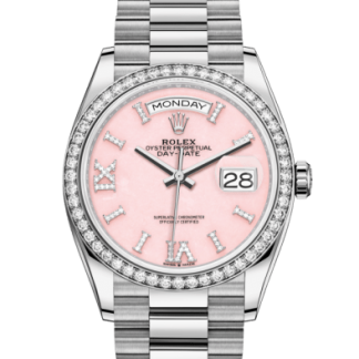 Replica Rolex Day-Date 36 Oyster 36 mm oro bianco e diamanti 128349RBR