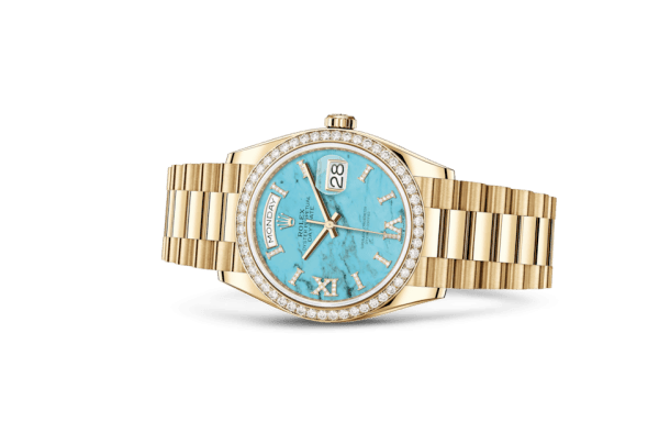Replica Rolex Day-Date 36 Oyster 36 mm oro giallo e diamanti 128348RBR - immagine 2