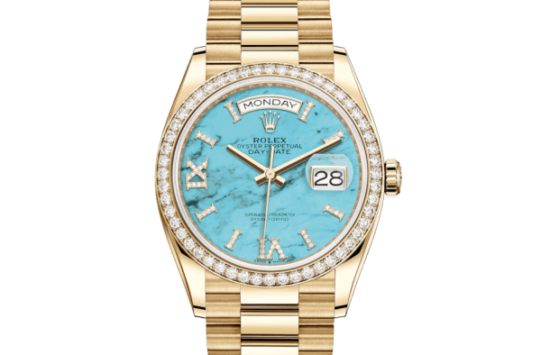 Replica Rolex Day-Date 36 Oyster 36 mm oro giallo e diamanti 128348RBR