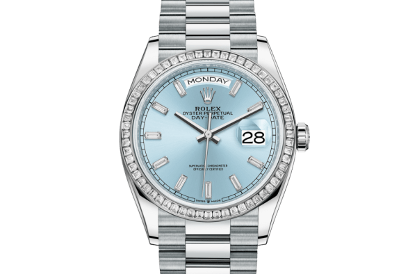 Replica Rolex Day-Date 36 Oyster 36 mm platino e diamanti 128396TBR