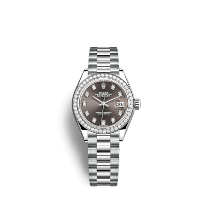 Replica Rolex Lady-Datejust 279139RBR 28 mm Grigio scuro