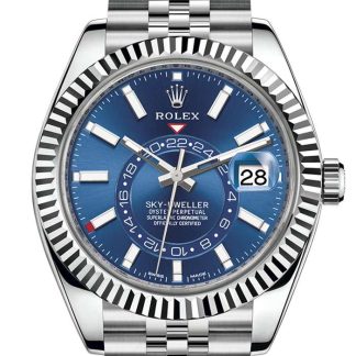 Replica Rolex Sky Dweller Quadrante Blu Lunetta Oro Bianco Acciaio Jubilee 326934