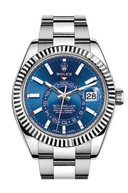 Replica Rolex Sky Dweller Quadrante Blu Lunetta Oro Bianco Acciaio Oyster 326934 NP