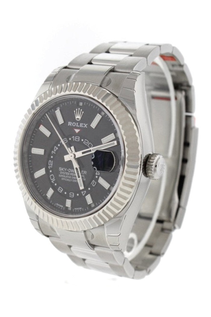 Replica Rolex Sky Dweller Quadrante Nero Lunetta Oro Bianco Oyster 326934 - immagine 2