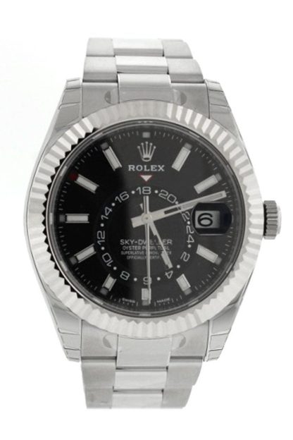 Replica Rolex Sky Dweller Quadrante Nero Lunetta Oro Bianco Oyster 326934