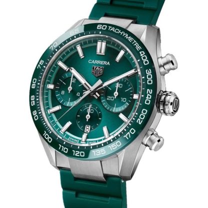 TAG Heuer Carrera Cronografo 44mm Orologio Uomo Gomma Verde CBN2A1N.FT6238 - immagine 2