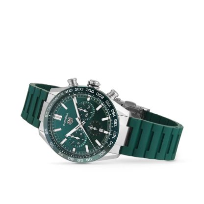 TAG Heuer Carrera Cronografo 44mm Orologio Uomo Gomma Verde CBN2A1N.FT6238 - immagine 3