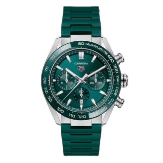 TAG Heuer Carrera Cronografo 44mm Orologio Uomo Gomma Verde CBN2A1N.FT6238
