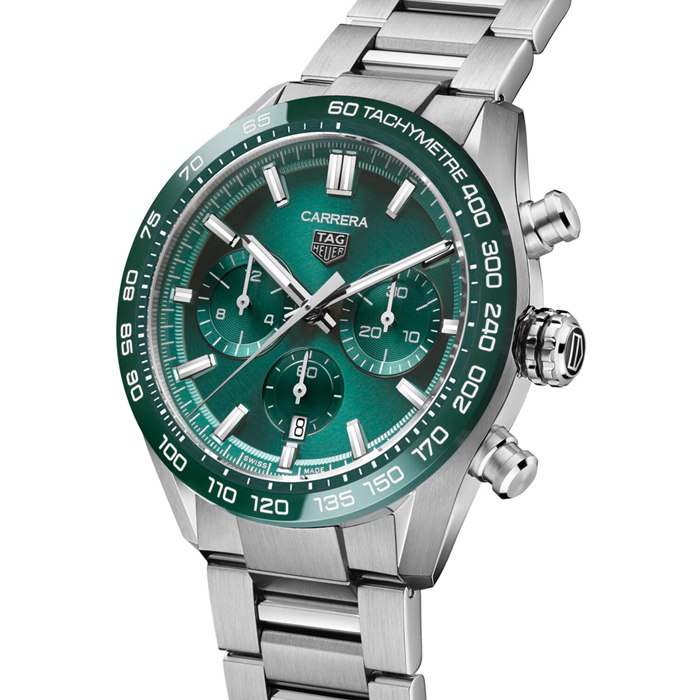 TAG Heuer Carrera Cronografo 44mm Uomo Orologio Verde Acciaio Inox CBN2A1N.BA0643 - immagine 2