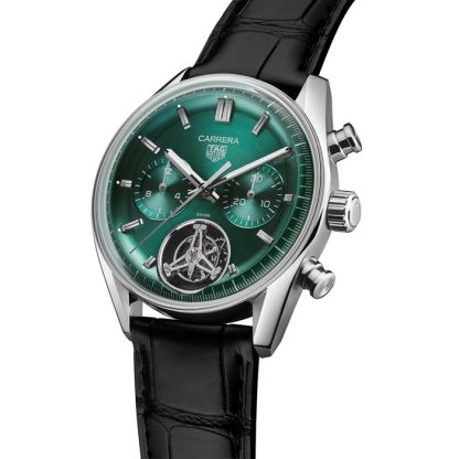 TAG Heuer Carrera Cronografo Tourbillon 42mm Orologio Uomo Verde CBS5011.FC6566 - immagine 2