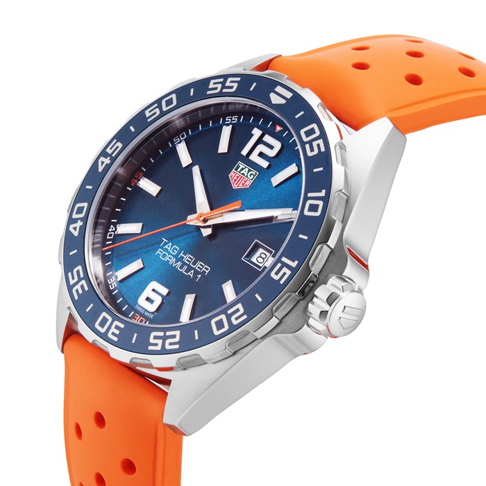 TAG Heuer Formula 1 43mm Uomo Orologio Cinturino in gomma arancione WAZ1010.FT8028 - immagine 2