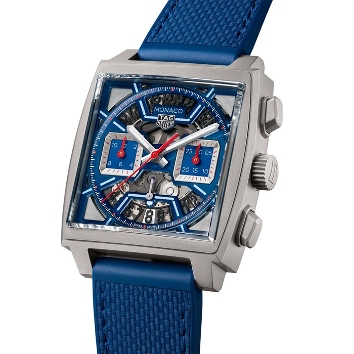 TAG Heuer Monaco Cronografo 39mm Orologio Uomo Titanio Blu CBL2182.FT6235 - immagine 2